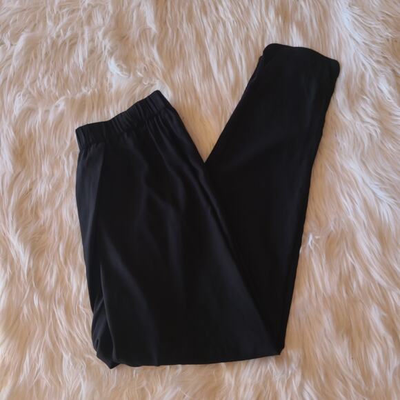 Luxe Deluxe Luxe Leg Wrap Pant Black Trouser Size 6 Silk Slim Tapered Bottom - Picture 2 of 5